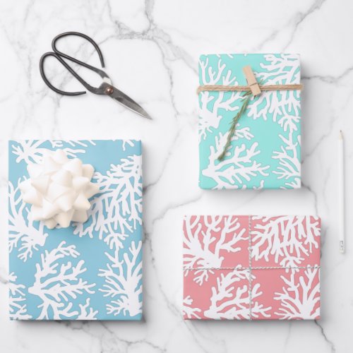 Coral Reefs summer coastal beach   Wrapping Paper Sheets