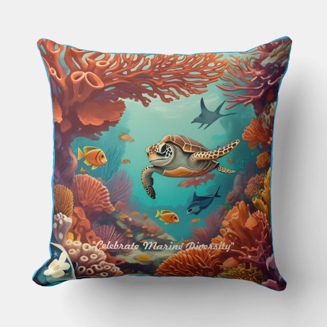 "Coral Reflections" Throw Pillow (Front)
