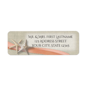 Coral Ribbon and Starfish Label
