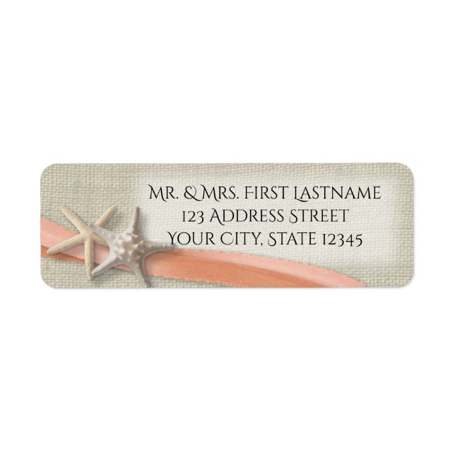 Coral Ribbon and Starfish Label (Front)