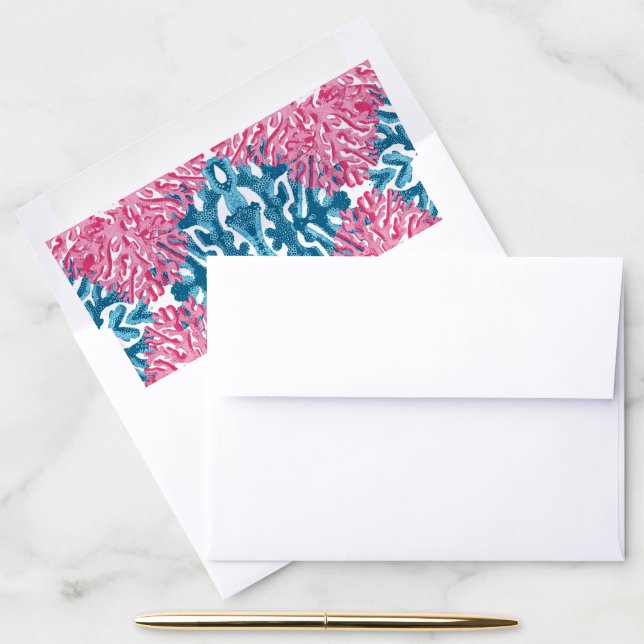 Coral Rococo in Pink and Aqua Envelope Liner (Desk)