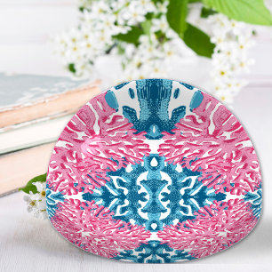 Coral Rococo in Pink and Deep Aqua Paperweight