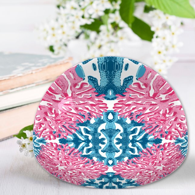 Coral Rococo in Pink and Deep Aqua Paperweight (Creator Uploaded)
