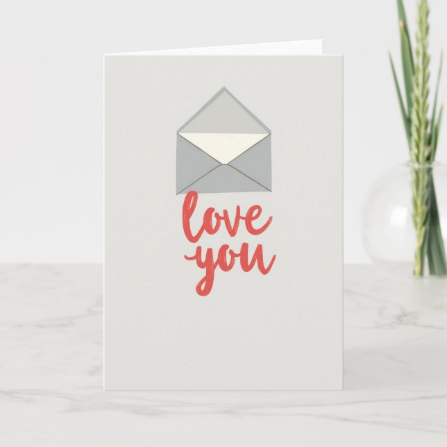 Coral Romantic Love You Card (Front)