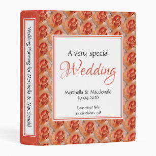 Coral Rose A VERY SPECIAL WEDDING Scripture Floral Mini Binder