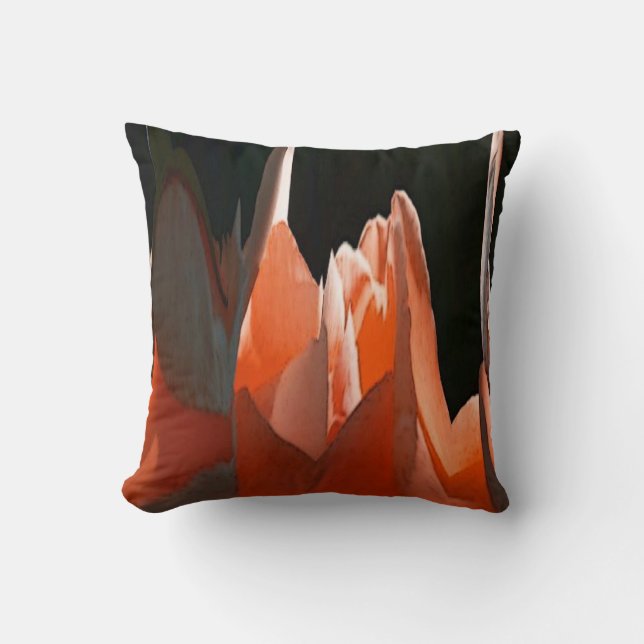 Coral Rose Abstract Throw Pillow (Front)