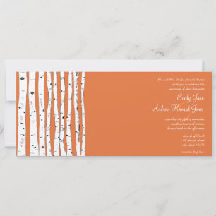 Coral Rose Birch Tree Wedding Invitations