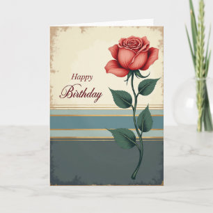 Coral Rose Birthday Card