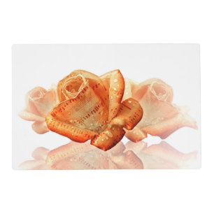 Coral Rose Blossom with Sheet Music Placemat