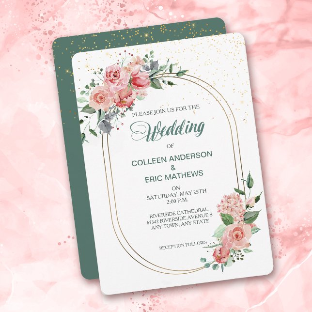 Coral Rose Double Frame Wedding Invitation (Creator Uploaded)
