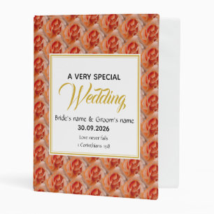 CORAL ROSE Elegant Floral WEDDING Christian Mini Binder