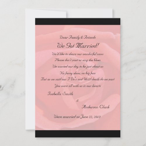 Coral Rose Elopement 2 Invites