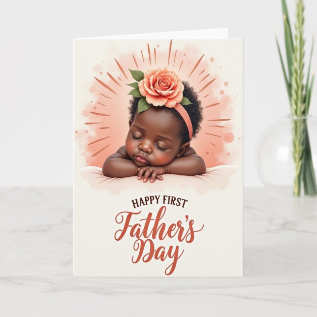 Coral Rose Fathers Day Card (Front)
