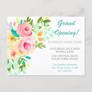Coral Rose Floral Event Business Promotional Postcard