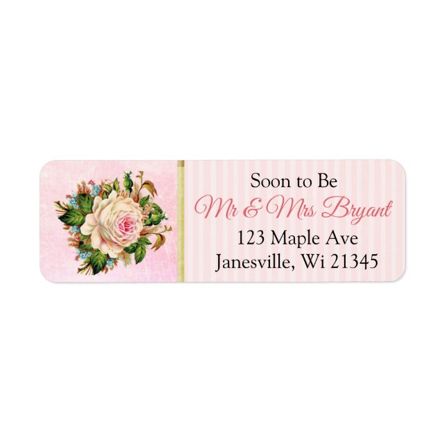 Coral Rose Floral Return Label (Front)