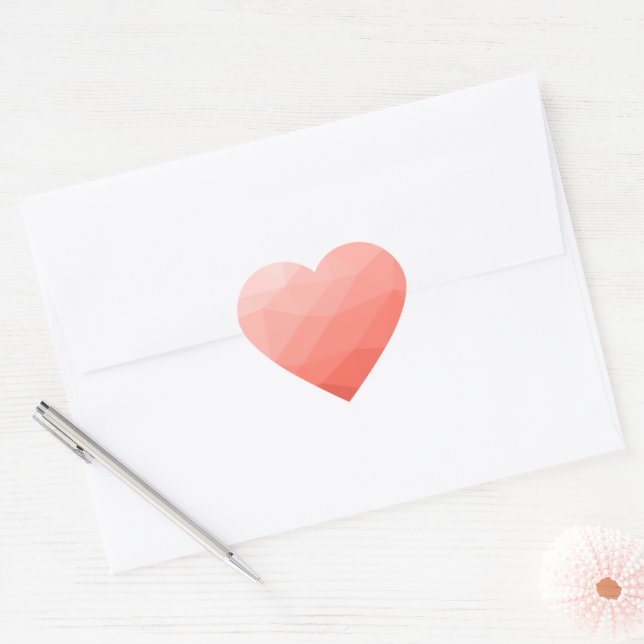 Coral rose geometric mesh ombre pattern heart sticker (Envelope)