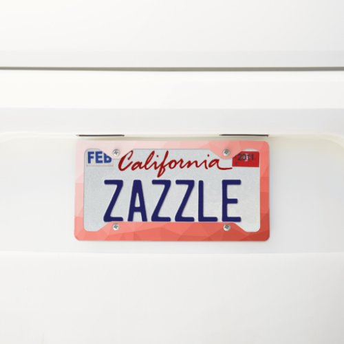 Coral rose geometric mesh ombre pattern license plate frame