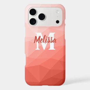Coral rose geometric mesh ombre pattern Monogram iPhone 17 Pro Max Case