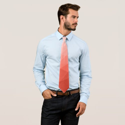 Coral rose geometric mesh ombre pattern neck tie