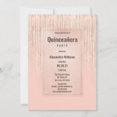 Coral Rose Gold Gradient Glitter Quinceañera Party Invitation (Front)