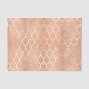 Coral Rose Gold Metallic Blush Peach Quatrefoil Tissue Paper