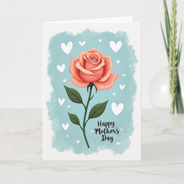 Coral Rose Mother Love Card (Front)