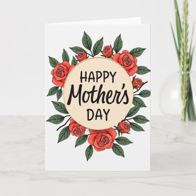 Coral Rose Mothers Day Card (Front)
