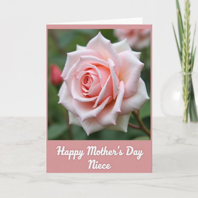 Coral Rose Mothers Day Niece Card (Front)