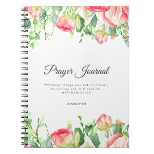 Coral Rose Personalized Prayer Journal