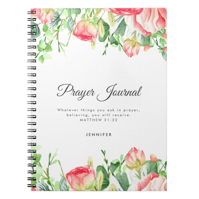 Coral Rose Personalized Prayer Journal (Front)