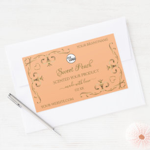 Coral Rose Product Labels Gold Ornate Corners Logo