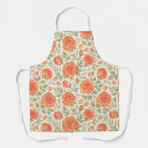 Coral Rose & Sage Garden Pattern Apron