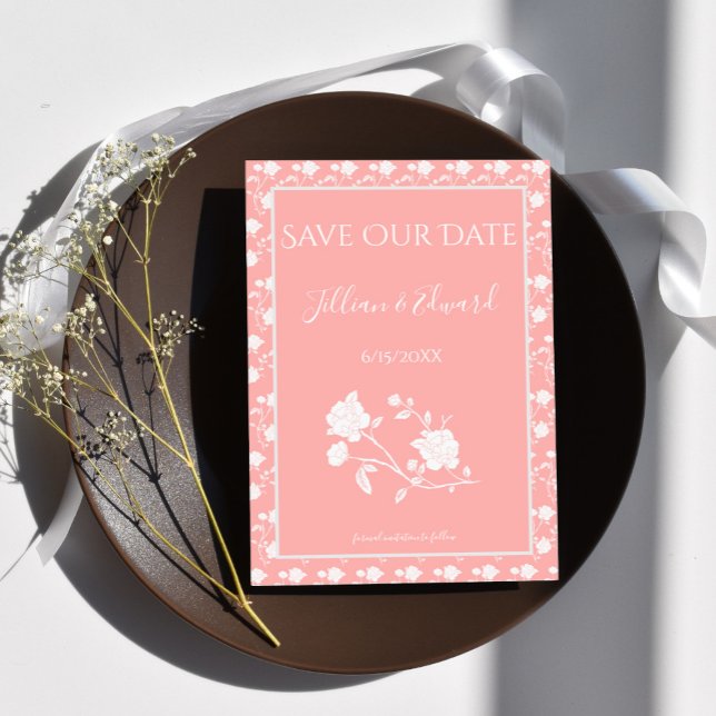 Coral Rose Save The Date Announcement (Coral Rose Save the Date)