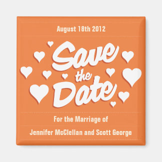 Coral Rose Save the Date Hearts Save the Date Magn Magnet