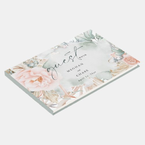 Coral Rose Watercolor Floral Guest Book