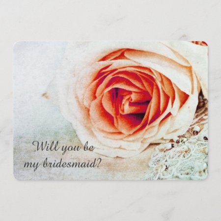 Coral Rose - Will You Be My Bridesmaid Invitation