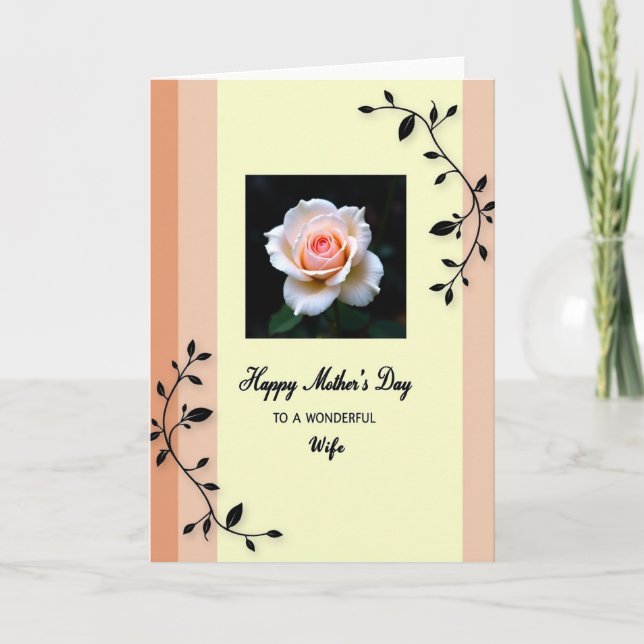 Coral Rose Wonderful Wife Card (Front)