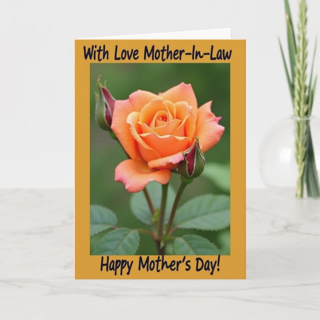Coral Rosebud Mothers Day Card (Front)