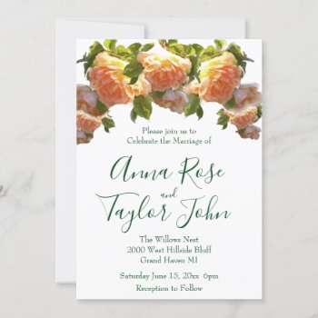 Coral Roses Invitation by Omtastic at Zazzle