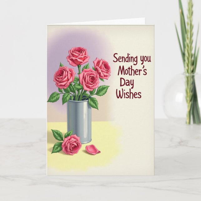 Coral Roses Mothers Day Art Card (Front)