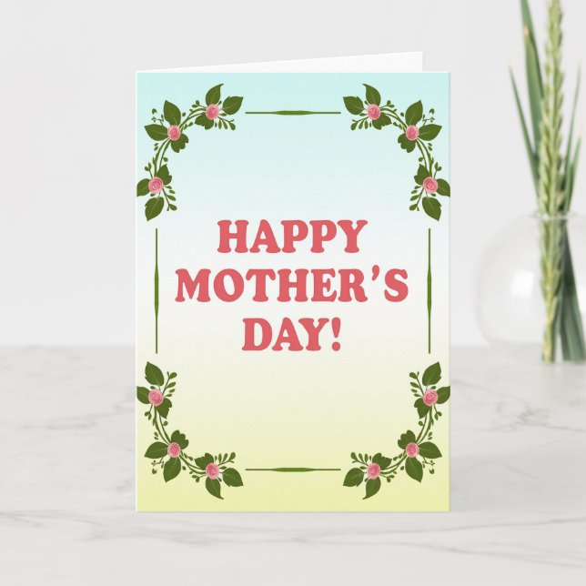 Coral Roses Mothers Day Card (Front)