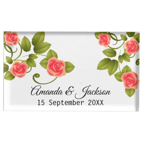 Coral Roses  Place Card Holder