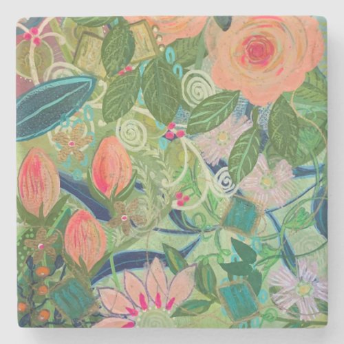 Coral Roses Stone Coaster