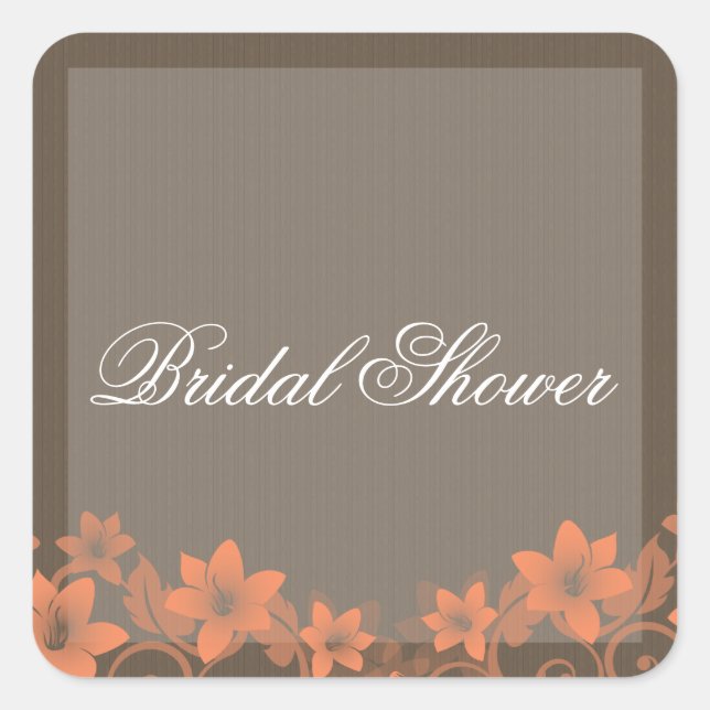 Coral Rustic Floral Bridal Shower Stickers (Front)