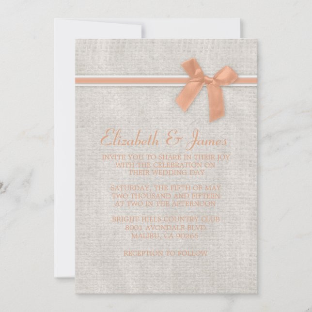 Coral Rustic Floral/Flower Wedding Invitations (Front)