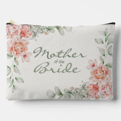 Coral Sage Green Floral Mother of the Bride Accessory Pouch