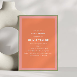Coral Sage Pink Modern Geometric Bridal Shower Invitation