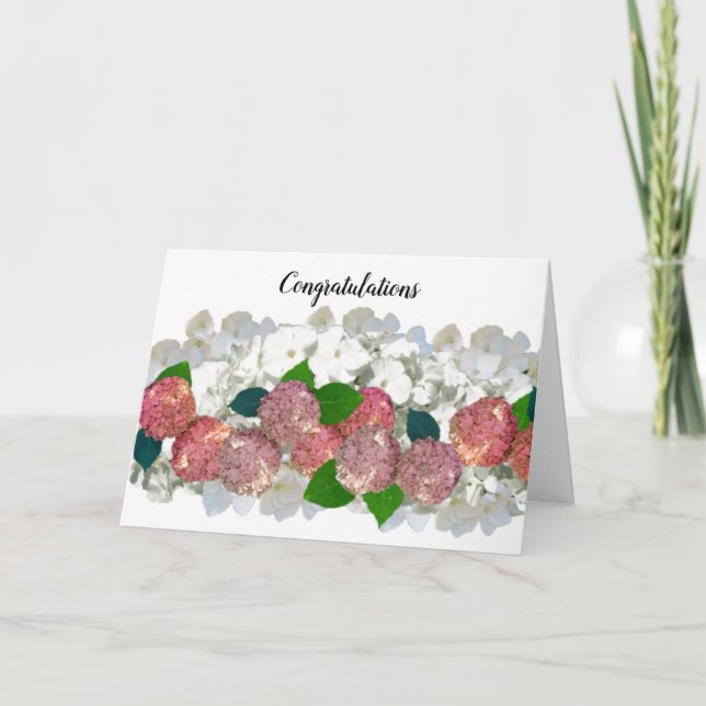 Coral Salmon and White Flowers Congratulation Card (Front)