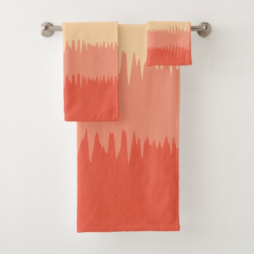 Coral Salmon Pink Beige Brown Cream   Bath Towel Set