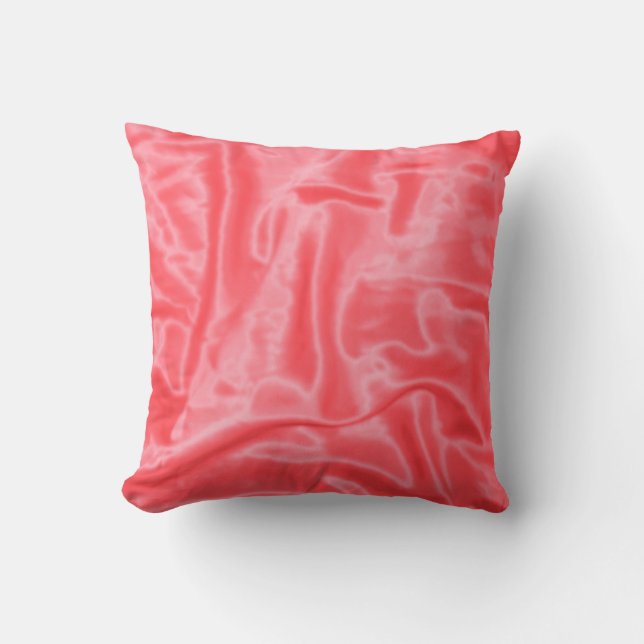 Coral Satin-Square Throw Pillow (Front)